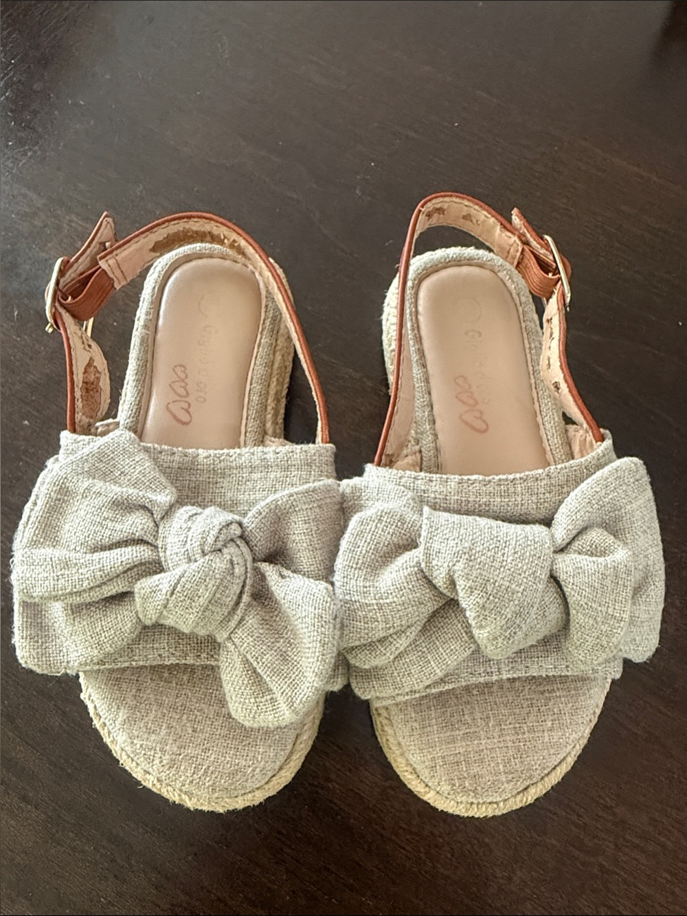 Clae Neutral Linen Bow Espadrille Sling backs Giglio D’oro